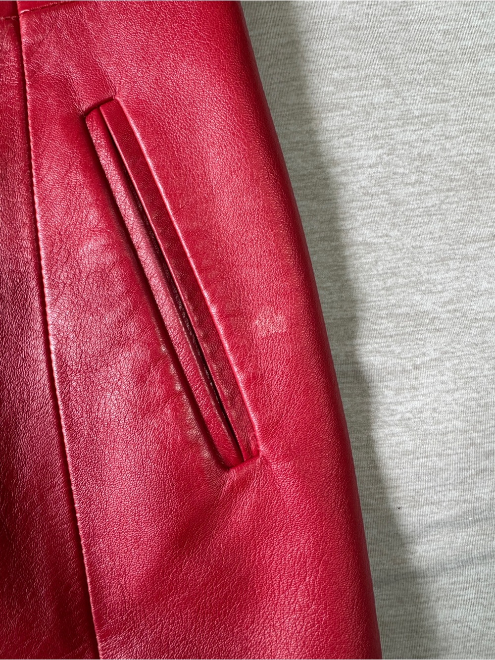 Vintage Vera Pelle Red Genuine Leather Blazer Jacket Italian Size S - Picture 8 of 8